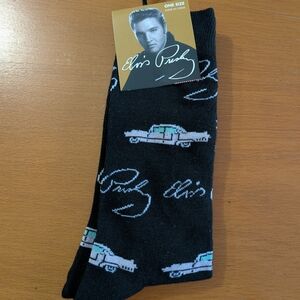 ELVIS PRESLEY Pink Cadillac Crew Cut Socks Size 7-12 Rock And Roll
